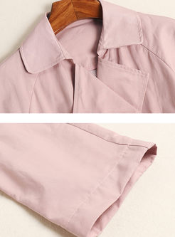 Solid Color Tie-waist Trench Coat
