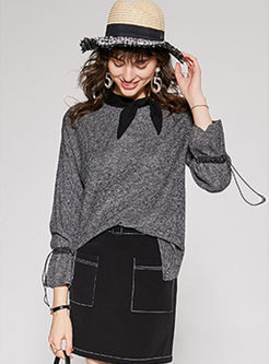 Chic Bowknot Pullover Irregular Sweater