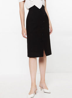 Irregular High Waisted Slit Skirt