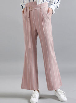Asymmetric High Waisted Striped Pants