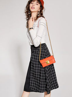 Casual O-neck Plaid Two Piece Outfits