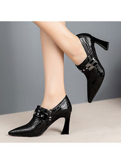 Pointed Head Leather High Heel Shoes