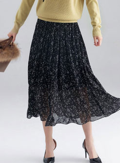 Elastic Waist Pleated Chiffon Skirt