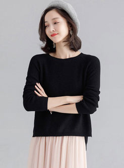 Black O-neck Long Sleeve Sweater