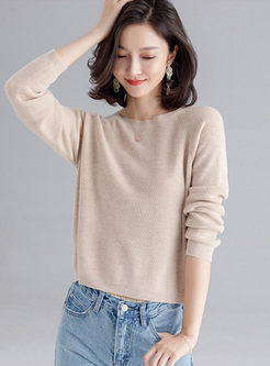 Brief Pullover Back Beading Sweater