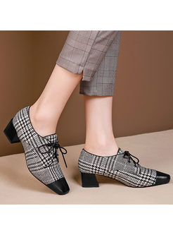 Casual Plaid Patchwork Leather Shoes