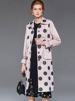 Dot Long Trench Coat With Belt