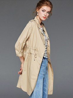 Solid Color Tied Half Sleeve Trench Coat