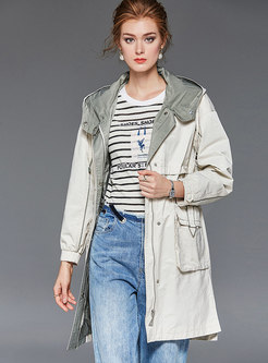 Casual Hooded Long Sleeve Trench Coat