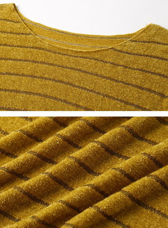 Casual O-neck Striped Knitted Slim Sweater