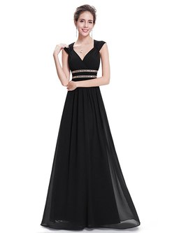 Sequined Contrast High Waist V-Neck Sleevesless Evening Dresses