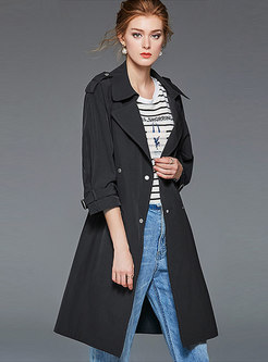 Casual Notched Double-breasted Loose Trench Coat