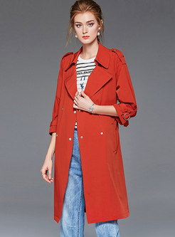 Stylish All-matched Pure Color Trench Coat