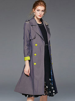Fashion Notched Waist Trench Coat