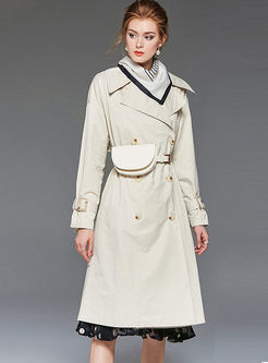 Brief Solid Color Lapel Trench Coat