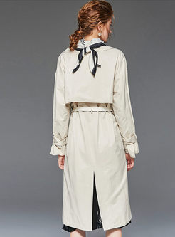 Brief Solid Color Lapel Trench Coat