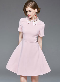 Sweet Pink High Waisted A Line Dress
