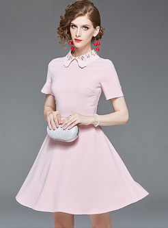 Sweet Pink High Waisted A Line Dress