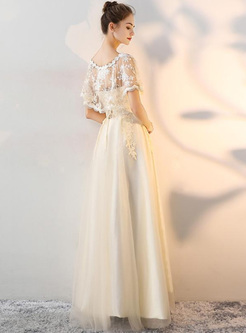 Embroidery Lace Solid Color Sashes O-Neck Sleevesless Long Dresses