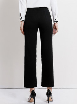 Brief Black All-matched Work Straight Pants