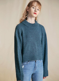 Casual O-neck Split Loose Pullover Sweater