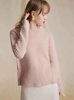 Brief Pink Stripe Pattern Cute Sweater