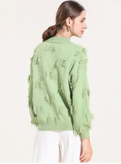 Fashion O-neck Tassel Pullover Sweater