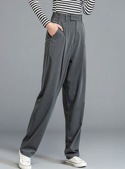 Brief Solid Color Straight Long Pants