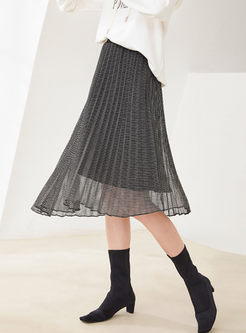 High Waisted Mesh Irregular Skirt