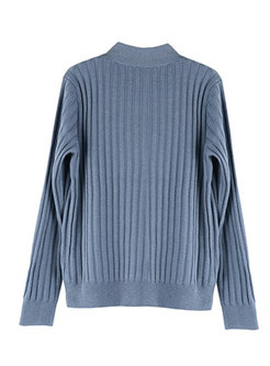 Solid Color Tie-collar Pullover Sweater