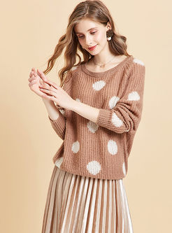 O-neck Pullover Dot Loose Sweater
