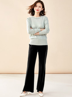 Brief O-neck Diamond All-matched Sweater