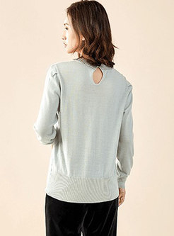Brief O-neck Diamond All-matched Sweater