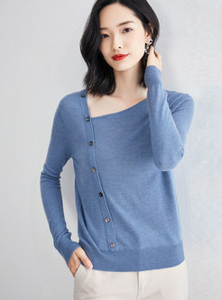 Brief Pure Color All-matched Loose Sweater