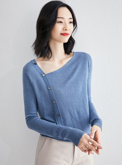 Brief Pure Color All-matched Loose Sweater