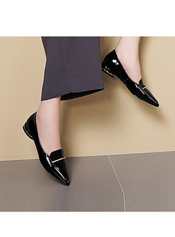 Black Pointed Head Patent Leather Shoes