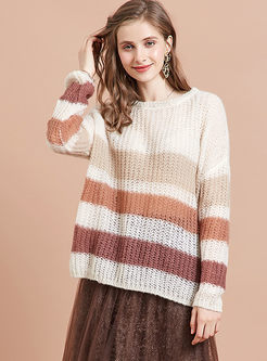 O-neck Pullover Openwork Loose Sweater