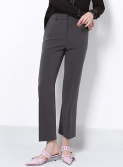 Casual Solid Color Inelastic Straight Long Pants