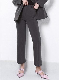 Casual Solid Color Inelastic Straight Long Pants