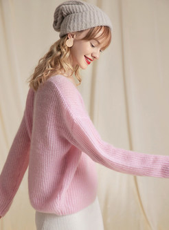 Sexy V-neck Long Sleeve Slight Perspective Pullover Sweater
