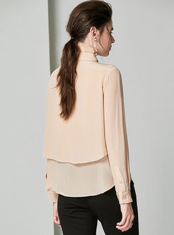 Brief Solid Color Single-breasted Blouse