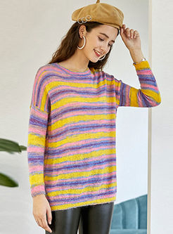 O-neck Striped Loose Pullover Sweater