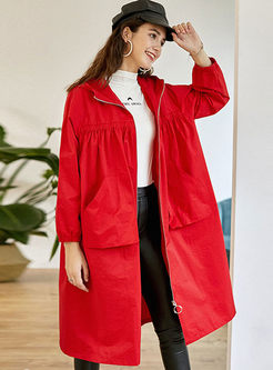 Hooded Long Sleeve Loose Trench Coat