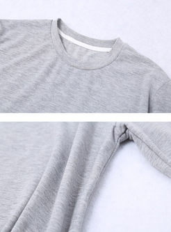 Brief O-neck Long Sleeve Pullover T-shirt