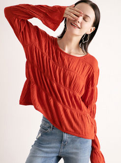 O-neck Long Sleeve Pullover T-shirt