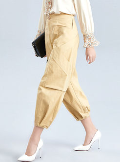 Solid Color High Waisted Lantern Pants