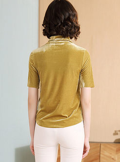 Solid Color Turtleneck Slim T-shirt