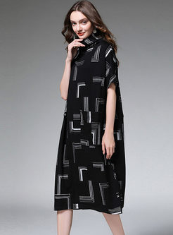 Plus Size Geometric Print Loose Dress