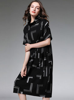 Plus Size Geometric Print Loose Dress