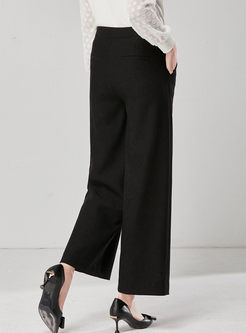 Solid Color High Waisted Wide Leg Pants
